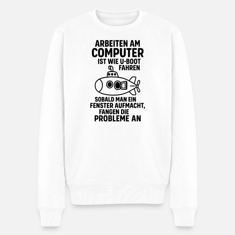 Computer Joke Problems Open Window Submarine - Men's Premium Organic Jumper - white