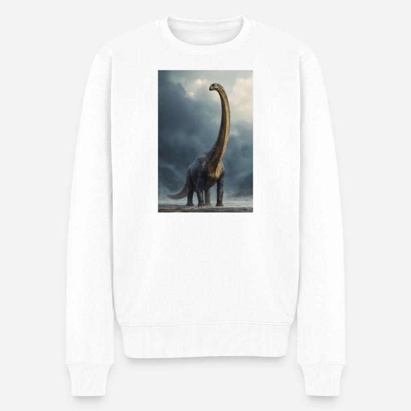 Dawn Sauropod im Nebel - Männer Premium Bio Pullover - Weiß