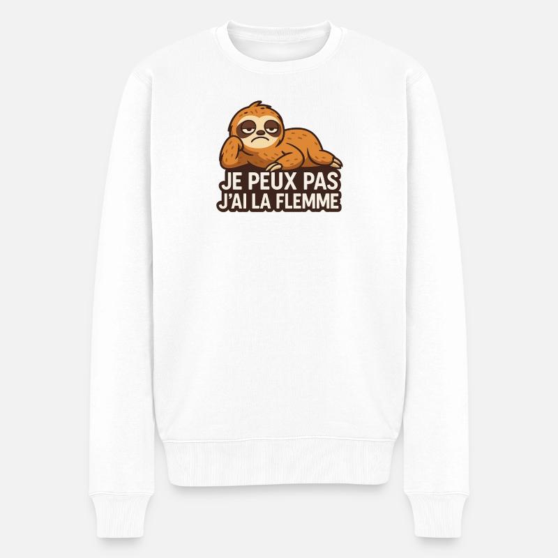 Je peux pas j'ai la flemme - Pull Premium bio Homme - blanc