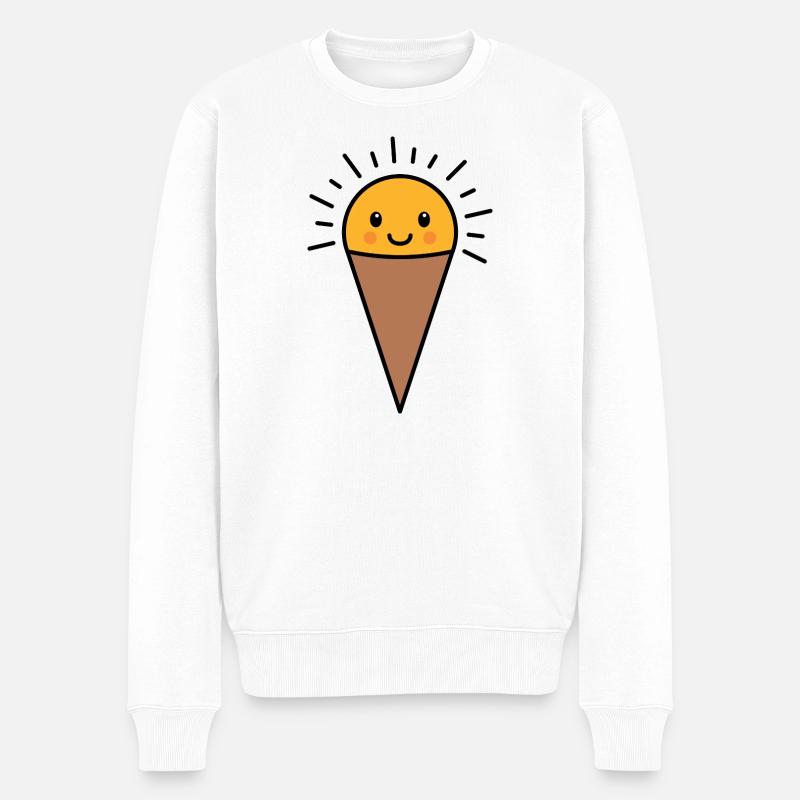 Kawaii Vanille Eis - Männer Premium Bio Pullover - Weiß