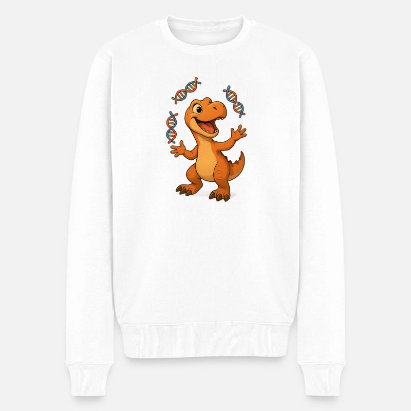Dino-Sucher Freudig - Männer Premium Bio Pullover - Weiß