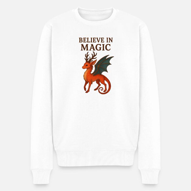 Believe in Magic Drache - Männer Premium Bio Pullover - Weiß