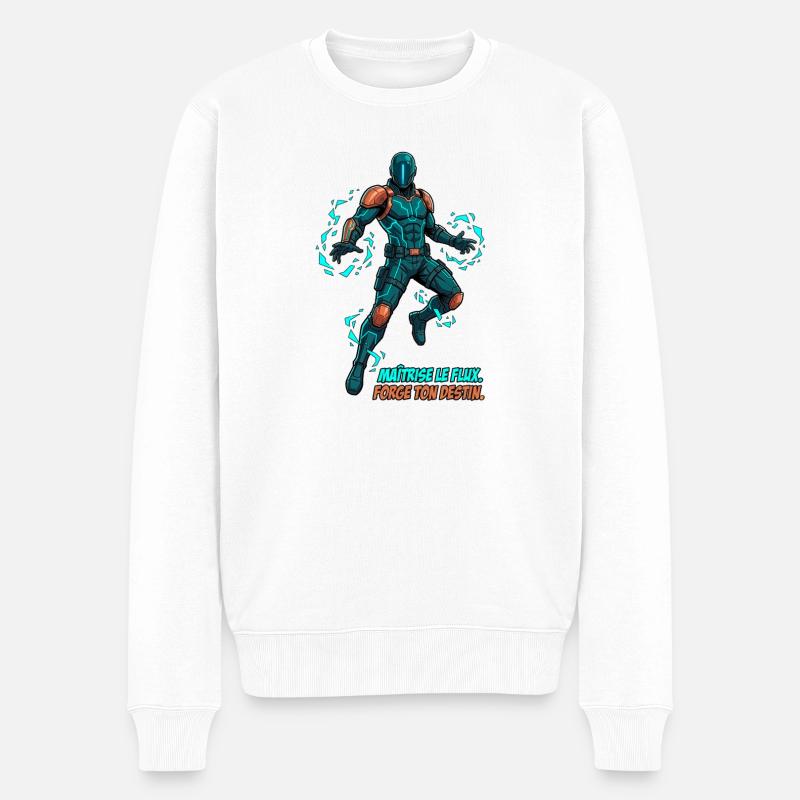 Cyberpunk Hero – Comic-Illustration - Männer Premium Bio Pullover - Weiß