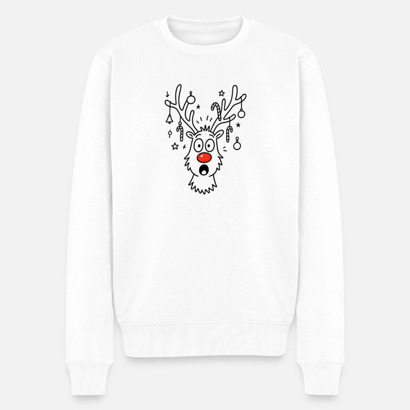 Rudolphs Rote Nase Weihnachtshirsch - Männer Premium Bio Pullover - Weiß