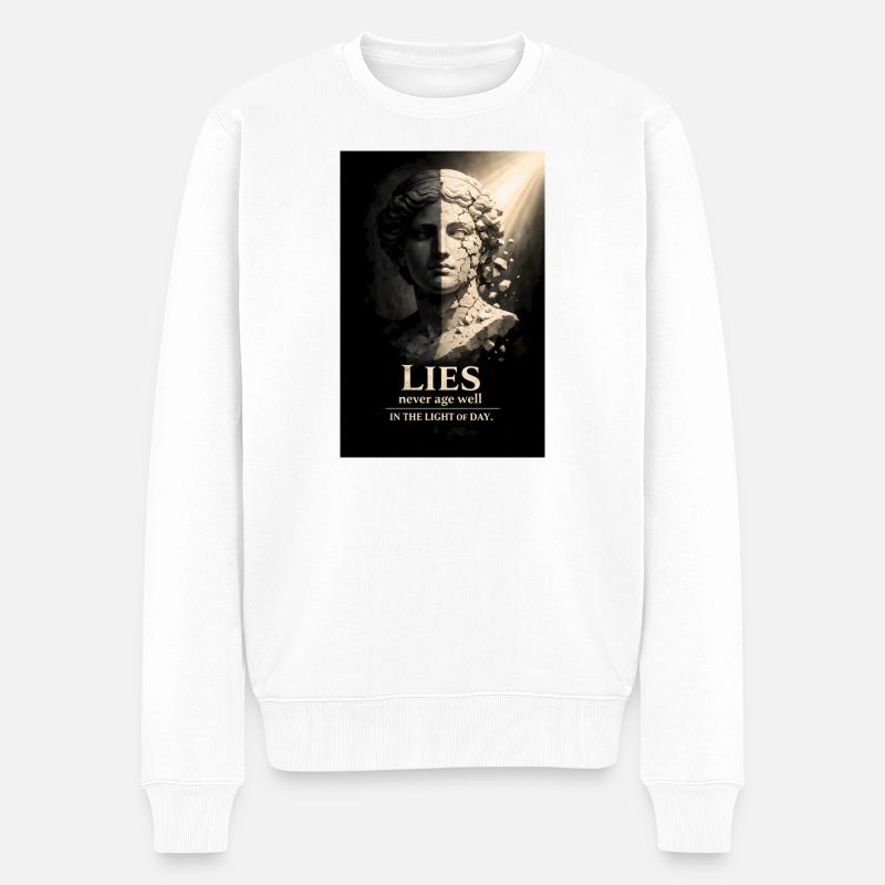 Lügen zerbrechen im Licht - Männer Premium Bio Pullover - Weiß