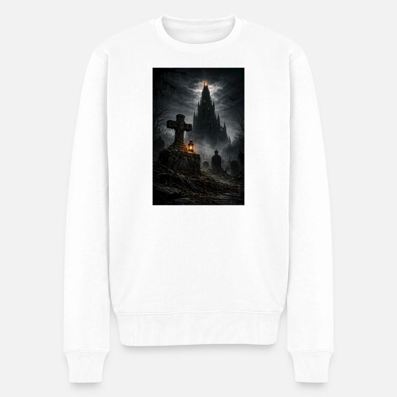 Château gothique dans le brouillard - Pull Premium bio Homme - blanc