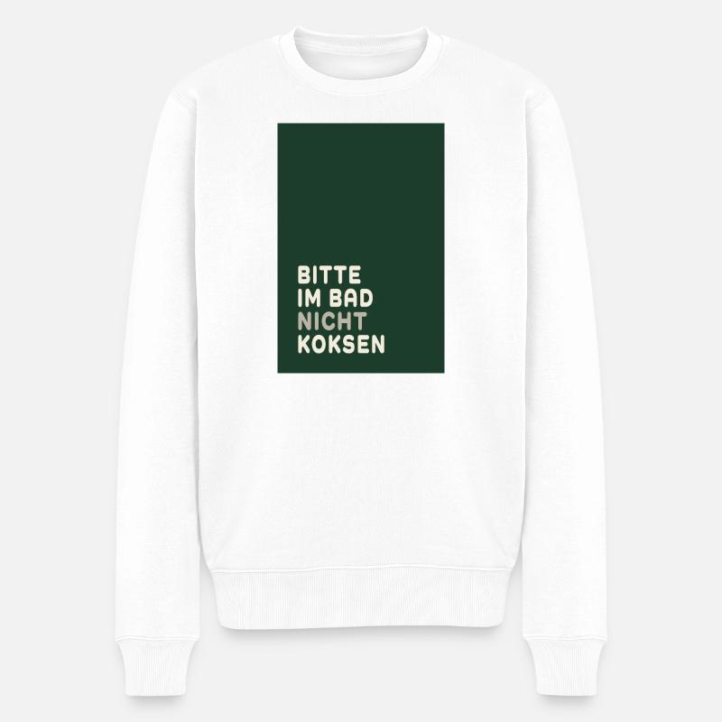 Minimal Statement – Dark Green & Cream Design - Männer Premium Bio Pullover - Weiß