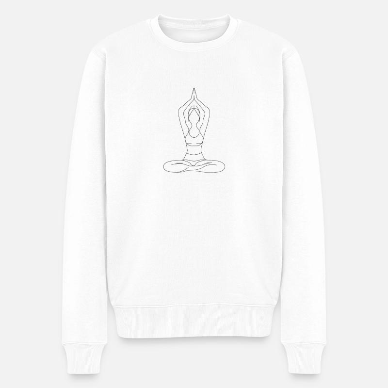 Zen-Silhouette der Yoga-Pose - Männer Premium Bio Pullover - Weiß