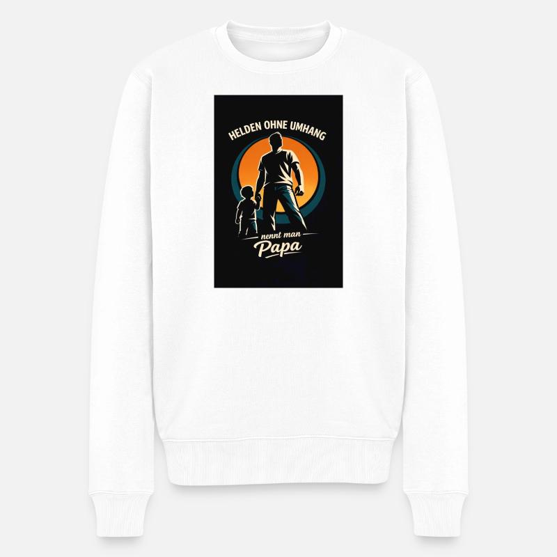 Helden ohne Umhang: Papa - Männer Premium Bio Pullover - Weiß