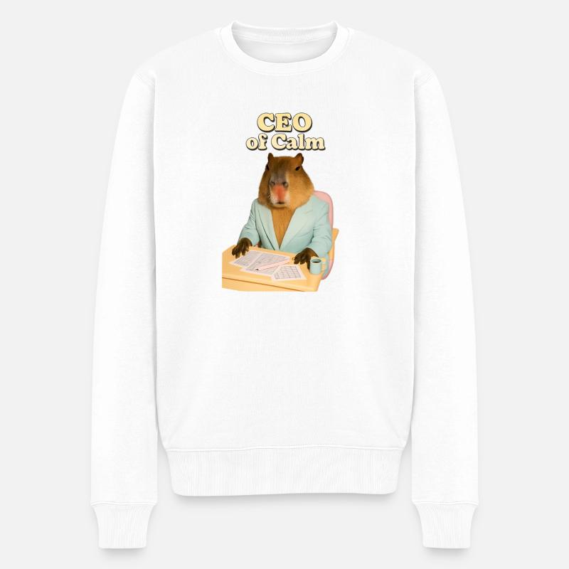 CEO of Calm: Capybara im Anzug - Männer Premium Bio Pullover - Weiß
