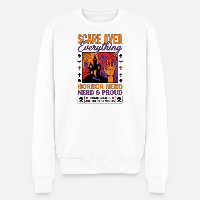 Horror Nerd Stolz Design - Männer Premium Bio Pullover - Weiß