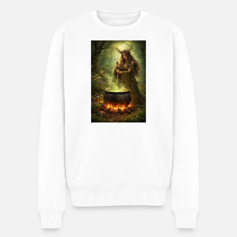 Druiden Frau - Männer Premium Bio Pullover - Weiß