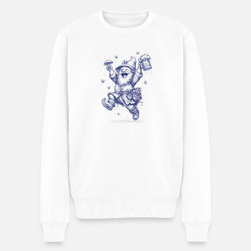 Gnom mit Bierkrug Jubelfest - Männer Premium Bio Pullover - Weiß