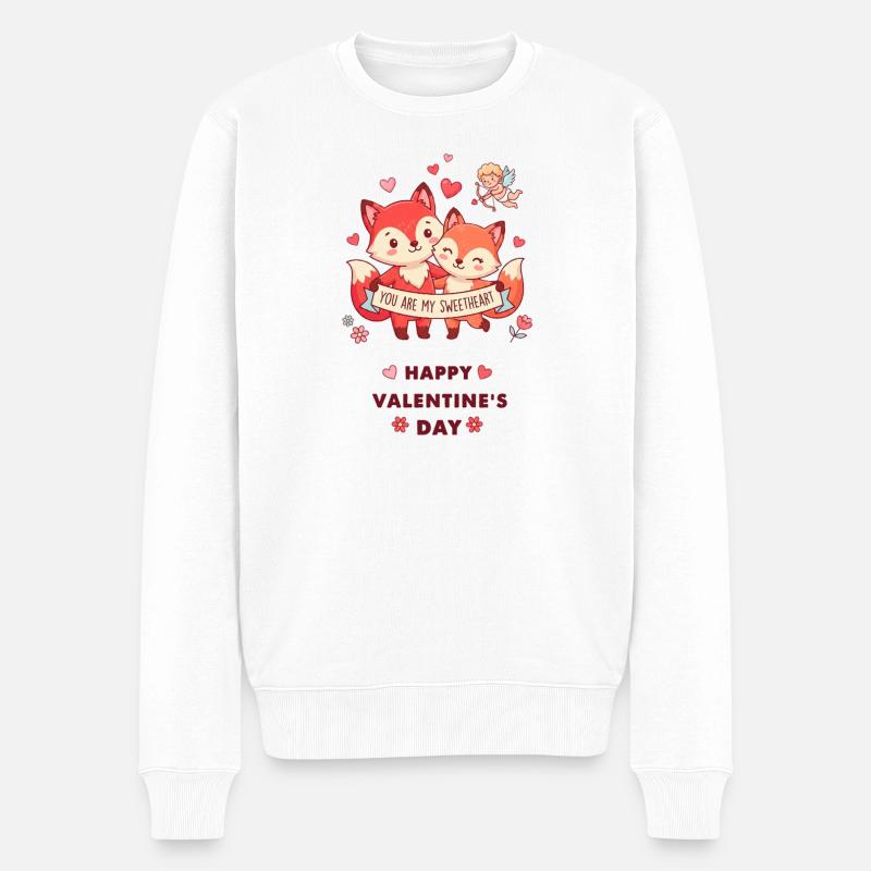 Renards complices de Saint-Valentin - Pull Premium bio Homme - blanc