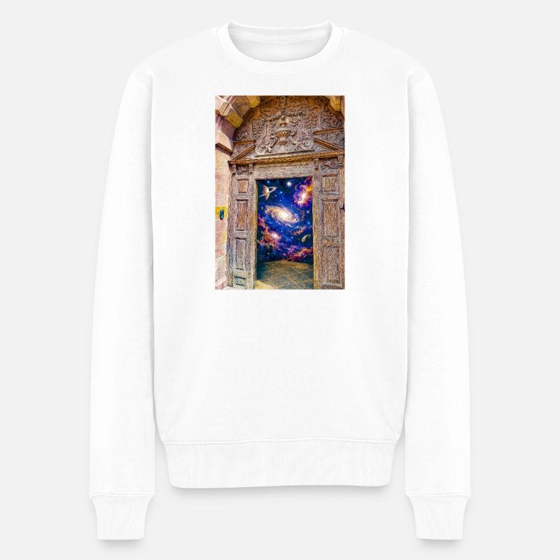 Weltraumtor-Kosmische Portaltür - Männer Premium Bio Pullover - Weiß