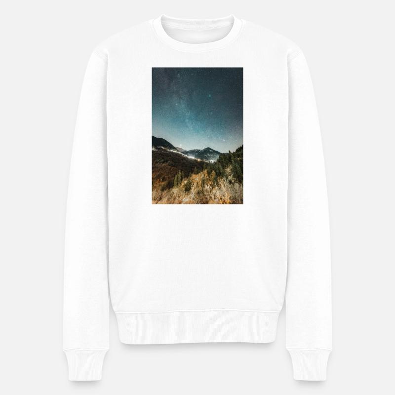 La Voie lactée au-dessus des montagnes Agrafa - Pull Premium bio Homme - blanc