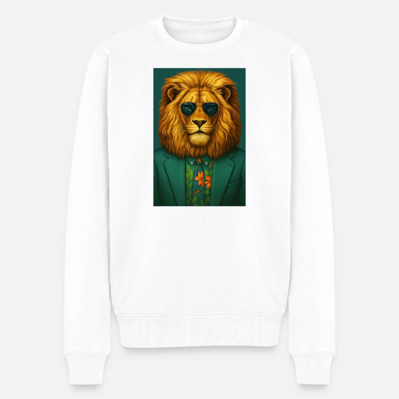 Eleganter und feiner Löwe - Männer Premium Bio Pullover - Weiß