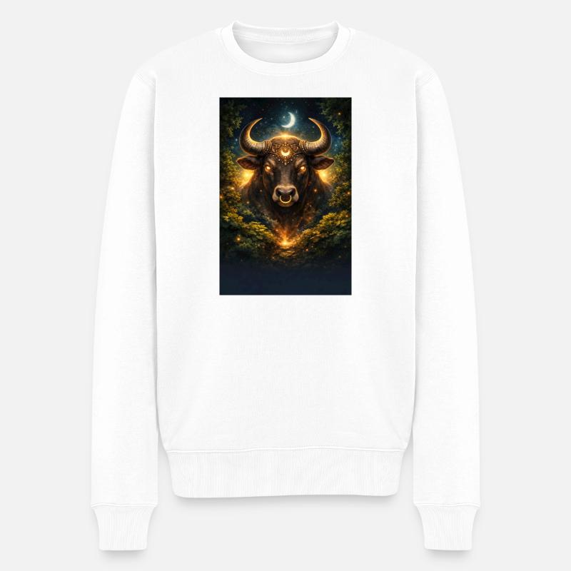 Stier - Männer Premium Bio Pullover - Weiß