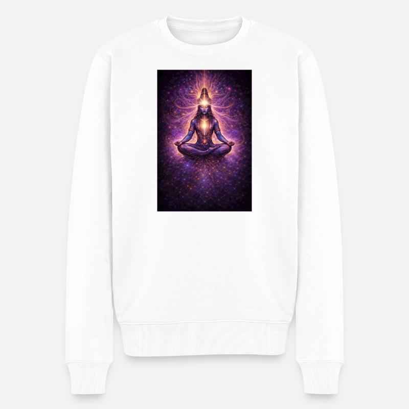Kosmische Chakra-Meditation - Männer Premium Bio Pullover - Weiß