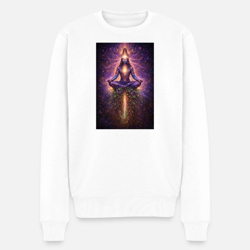 Kosmische Meditation Lichtfluss - Männer Premium Bio Pullover - Weiß