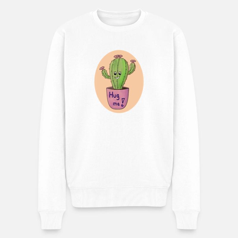Estampe d’art Cactus Hug - Pull Premium bio Homme - blanc