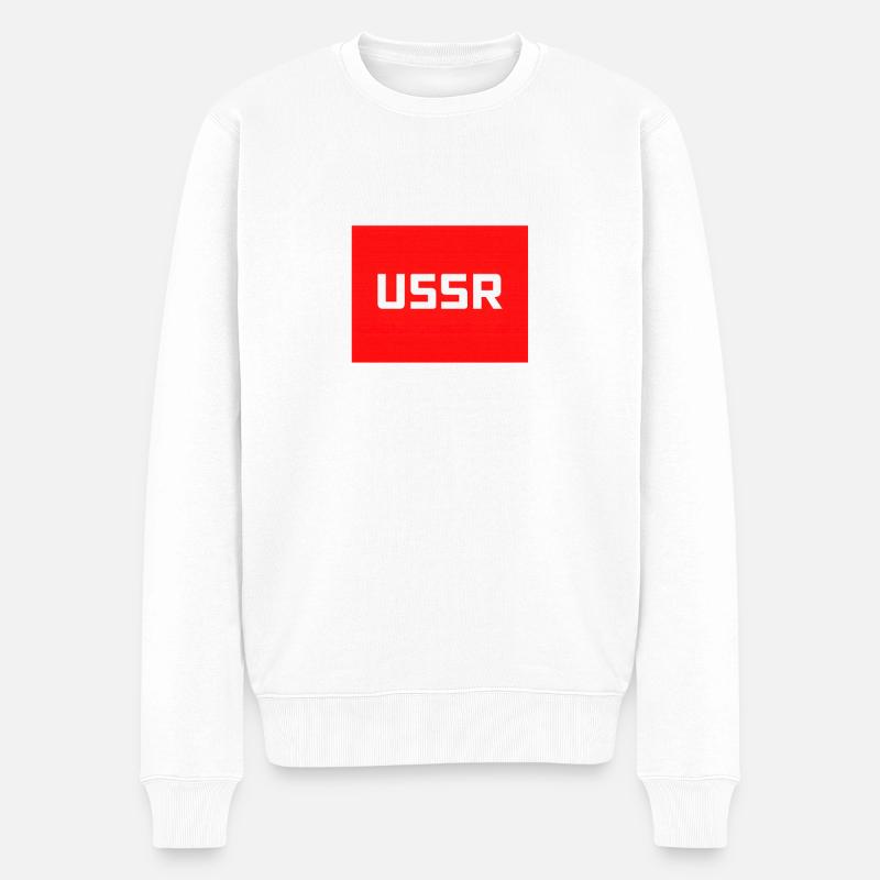 Sowjetzeit Sowjetunion CCCP Textlogo - Männer Premium Bio Pullover - Weiß
