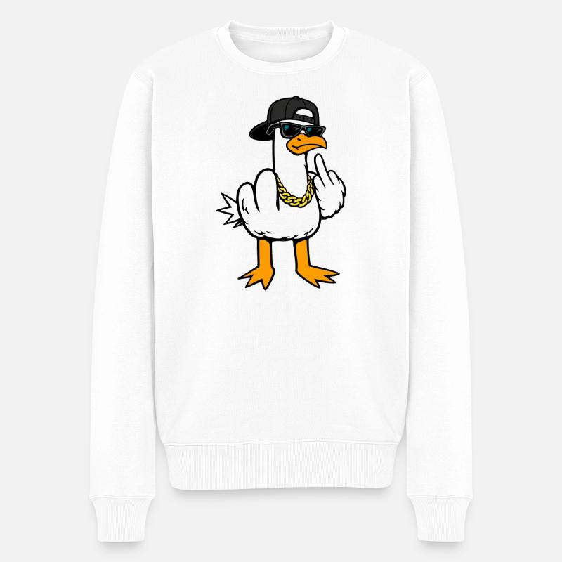 Coole Möwe Lustig Frech Mit Mittelfinger Shirt - Männer Premium Bio Pullover - Weiß