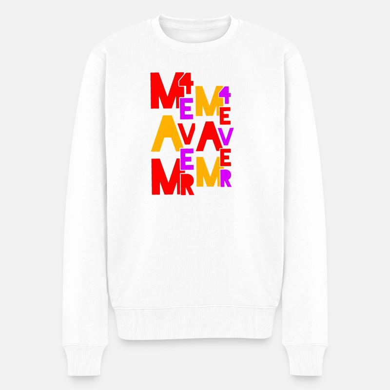 Bunte MEME-Typografie-Collage - Männer Premium Bio Pullover - Weiß