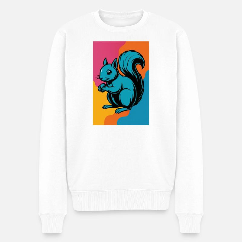Buntes Eichhörnchen Pop Art - Männer Premium Bio Pullover - Weiß