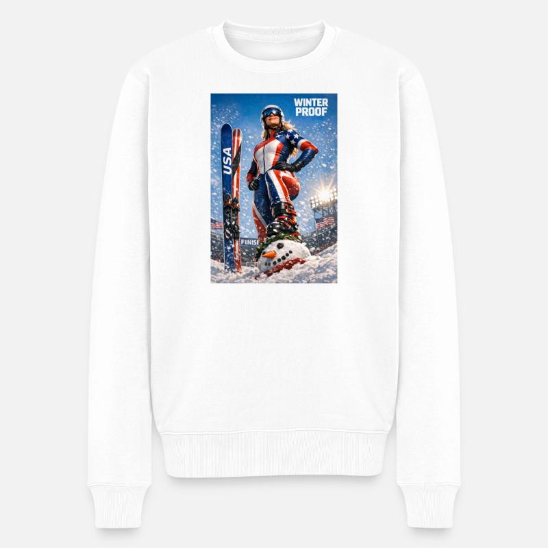 Winter-Sport-Ski-us - Männer Premium Bio Pullover - Weiß