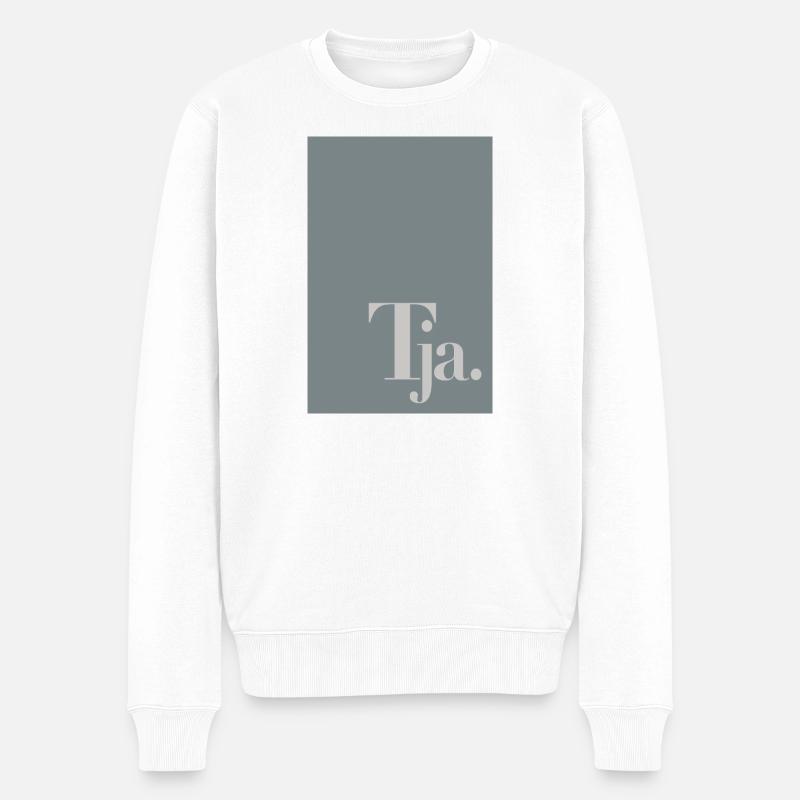 Affiche typographique « Eh bien. » - Pull Premium bio Homme - blanc