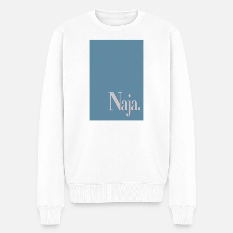 Statement Poster mit Wortkunst „Naja.“ - Männer Premium Bio Pullover - Weiß