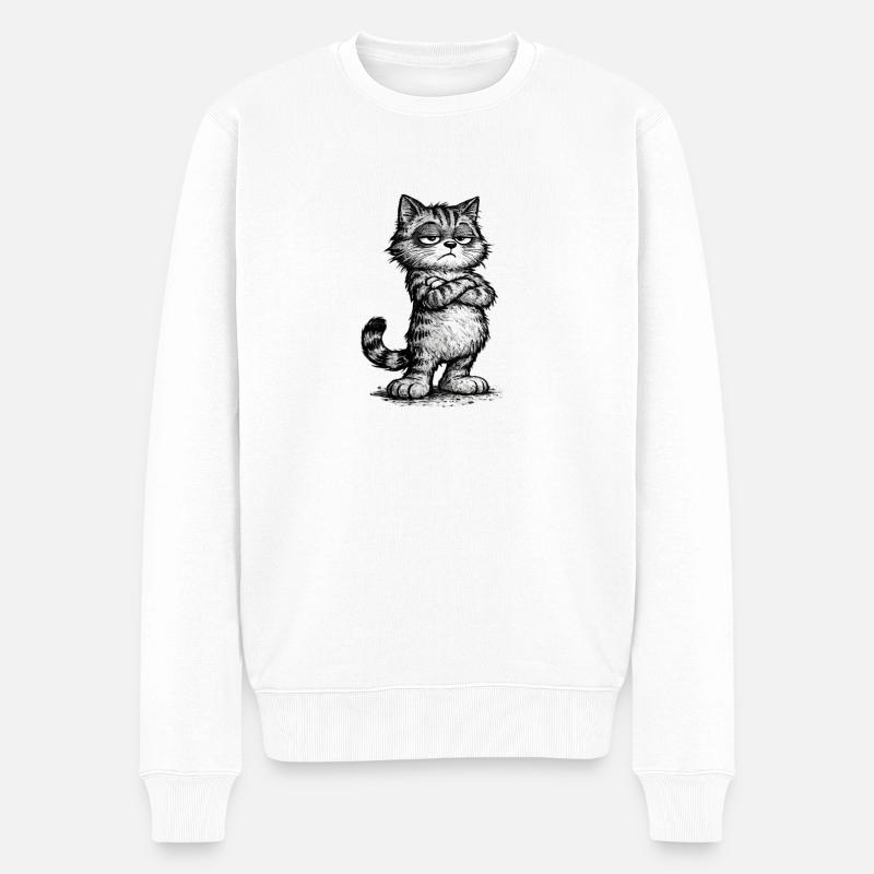Grumpy Katze – Chef Vibes (Sketch Attitude) - Pull Premium bio Homme - blanc