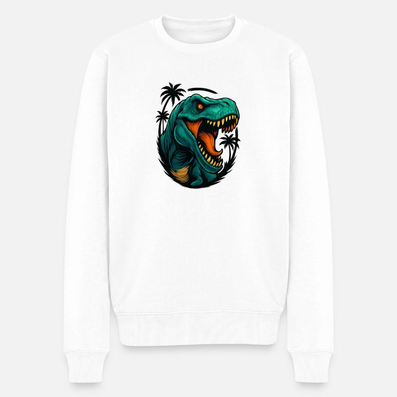 Tête de Jungle de Dino Néon - Pull Premium bio Homme - blanc