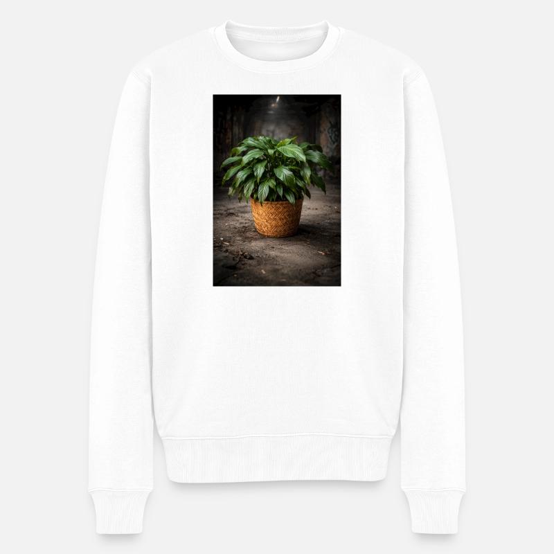 Grüner Pflanzkorb VintageLook - Männer Premium Bio Pullover - Weiß