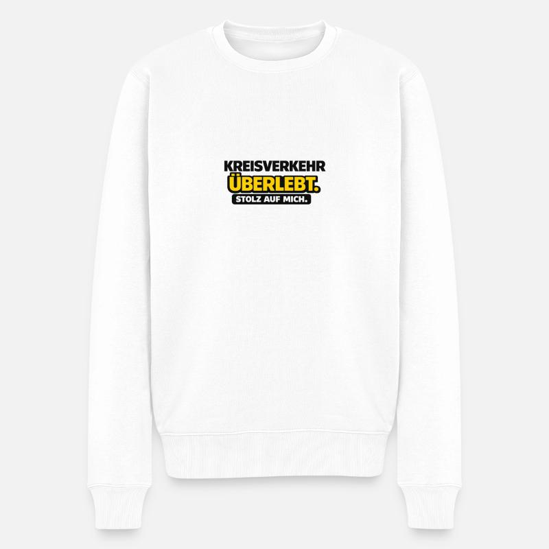 Kreisverkehr überlebt. Stolz auf mich. - Männer Premium Bio Pullover - Weiß