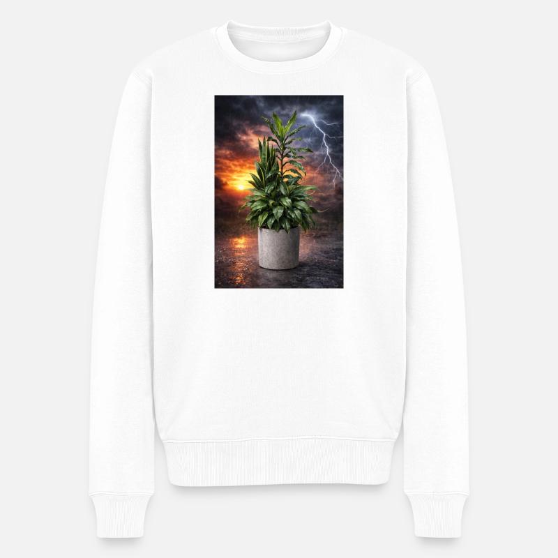Plante dans la lumière de tempête - Pull Premium bio Homme - blanc