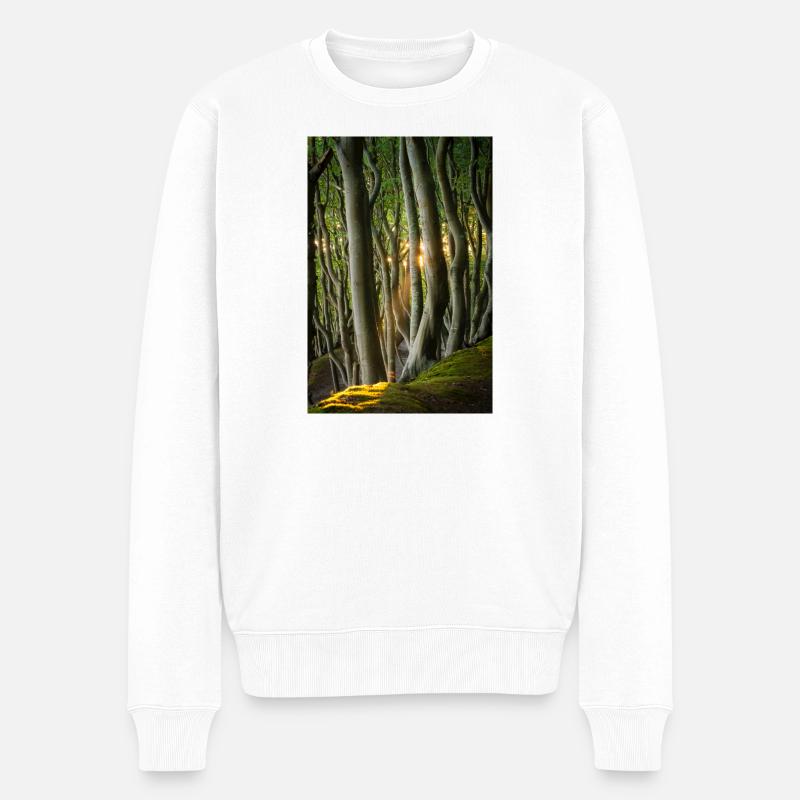 Bäume Licht der Sonne - Männer Premium Bio Pullover - Weiß