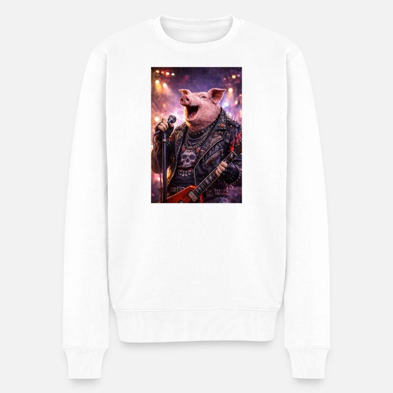RockyZoo45 - Männer Premium Bio Pullover - Weiß