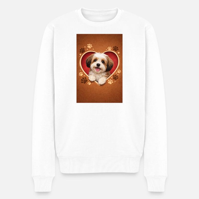 Herzpfoten Welpe Design - Männer Premium Bio Pullover - Weiß