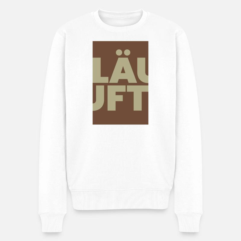 LÄUFT  Typo Retro Kontrast - Männer Premium Bio Pullover - Weiß