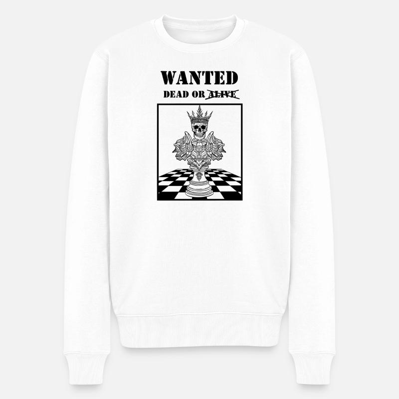 König auf Schachbrett Gesucht - Männer Premium Bio Pullover - Weiß
