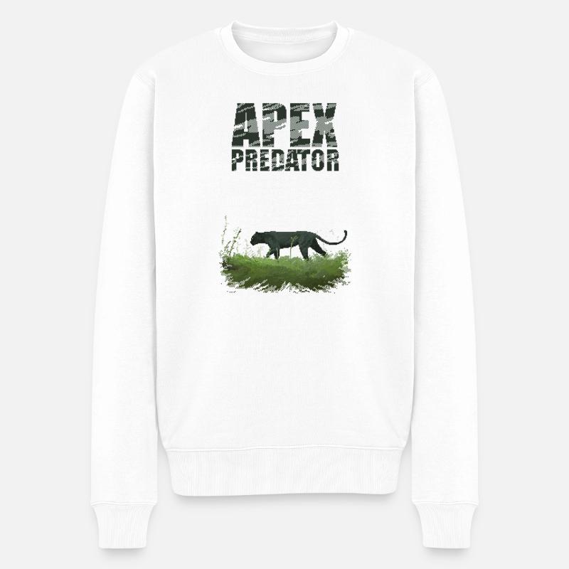 Retro Pixel Art Apex Predator - Männer Premium Bio Pullover - Weiß