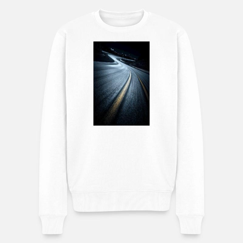 Nächtliche Rennkurve - Männer Premium Bio Pullover - Weiß