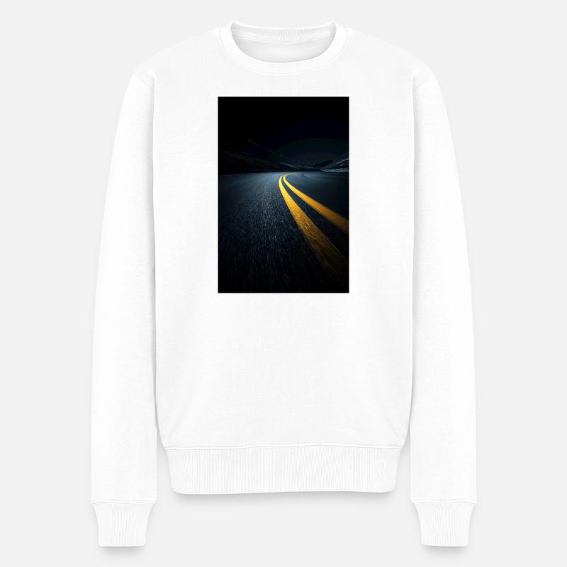Mitternachtsstraßenperspektive - Männer Premium Bio Pullover - Weiß