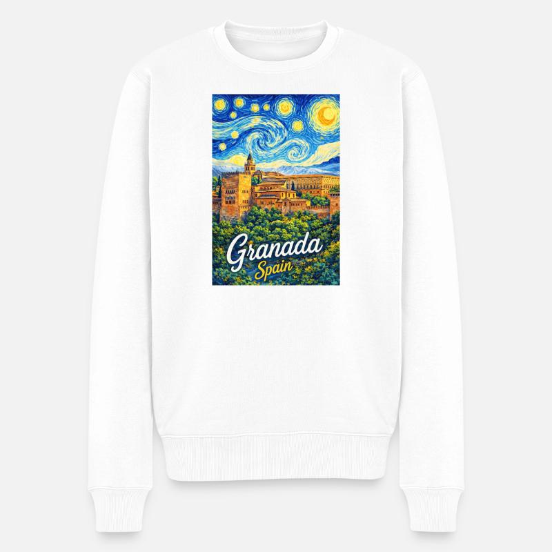 Granada Spain - Männer Premium Bio Pullover - Weiß