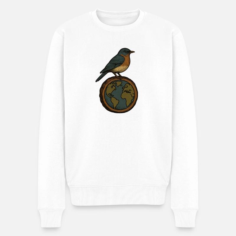 Robin sur World Globe - Pull Premium bio Homme - blanc