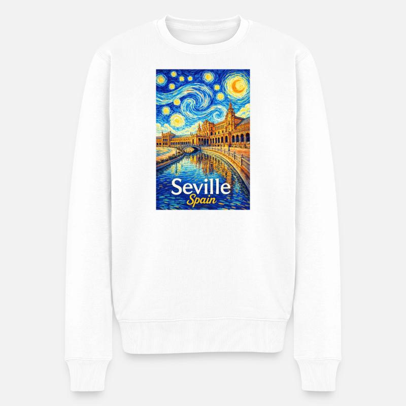 Seville Spain - Männer Premium Bio Pullover - Weiß
