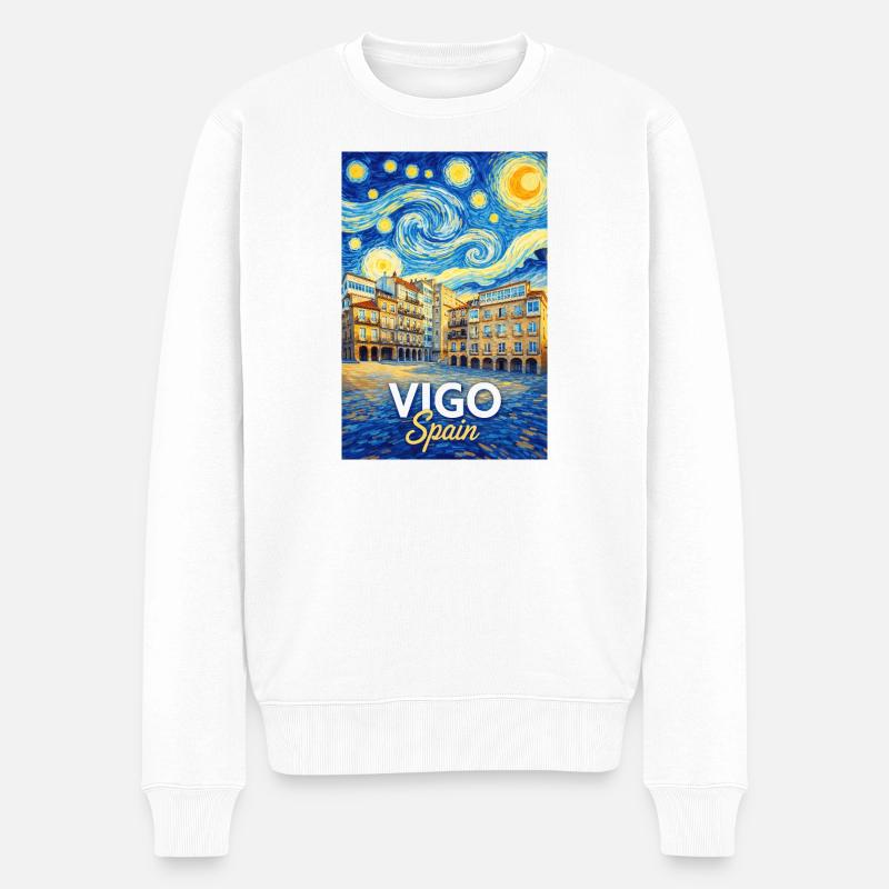 Vigo Spain - Männer Premium Bio Pullover - Weiß