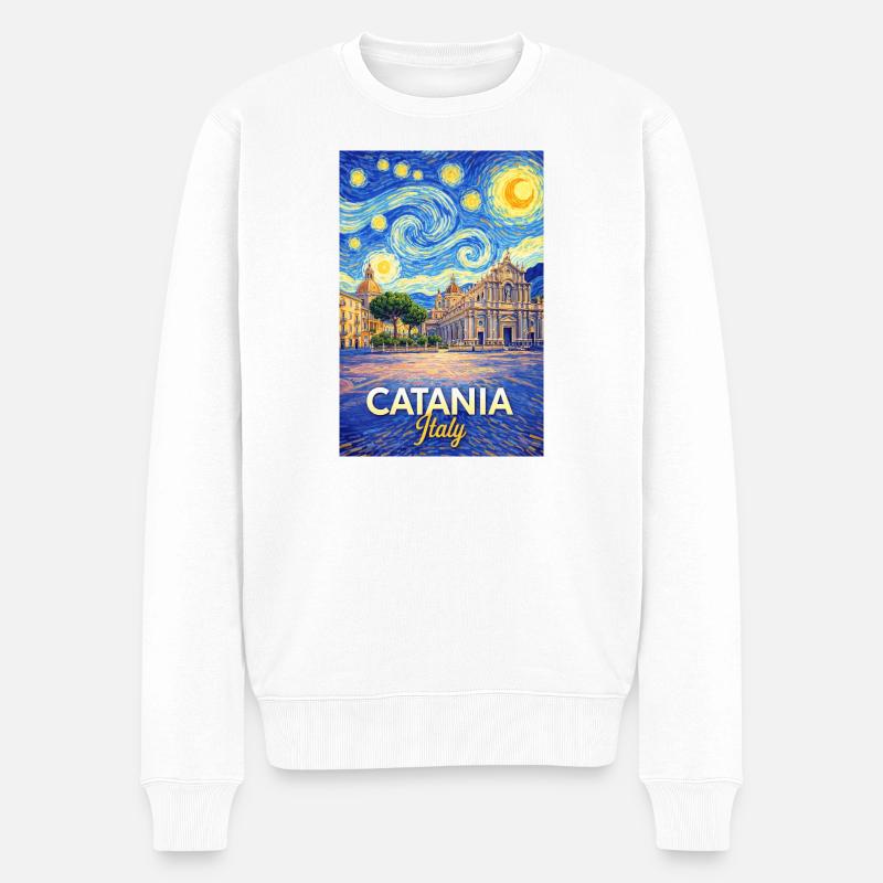 Catania, Italien. - Männer Premium Bio Pullover - Weiß